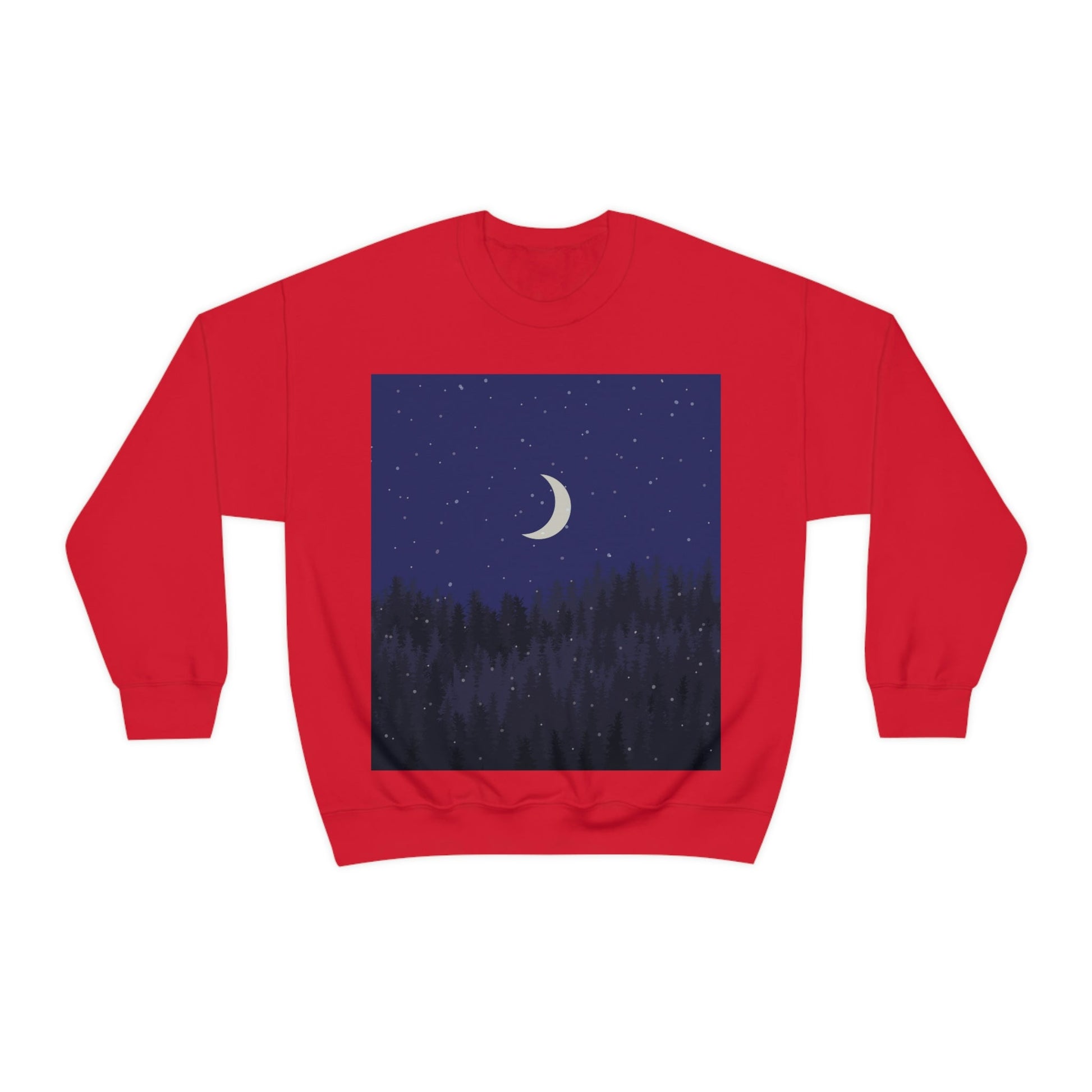 Winter Forest Moon Nature Modern Art Unisex Heavy Blend™ Crewneck Sweatshirt Ichaku [Perfect Gifts Selection]