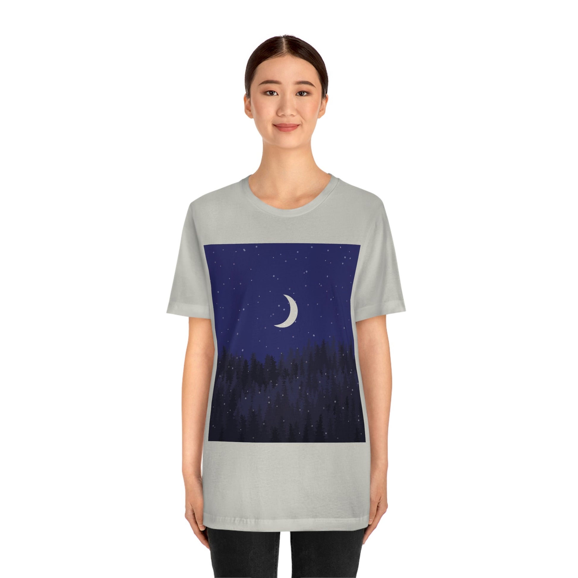 Winter Forest Moon Nature Modern Art Unisex Jersey Short Sleeve T-Shirt Ichaku [Perfect Gifts Selection]