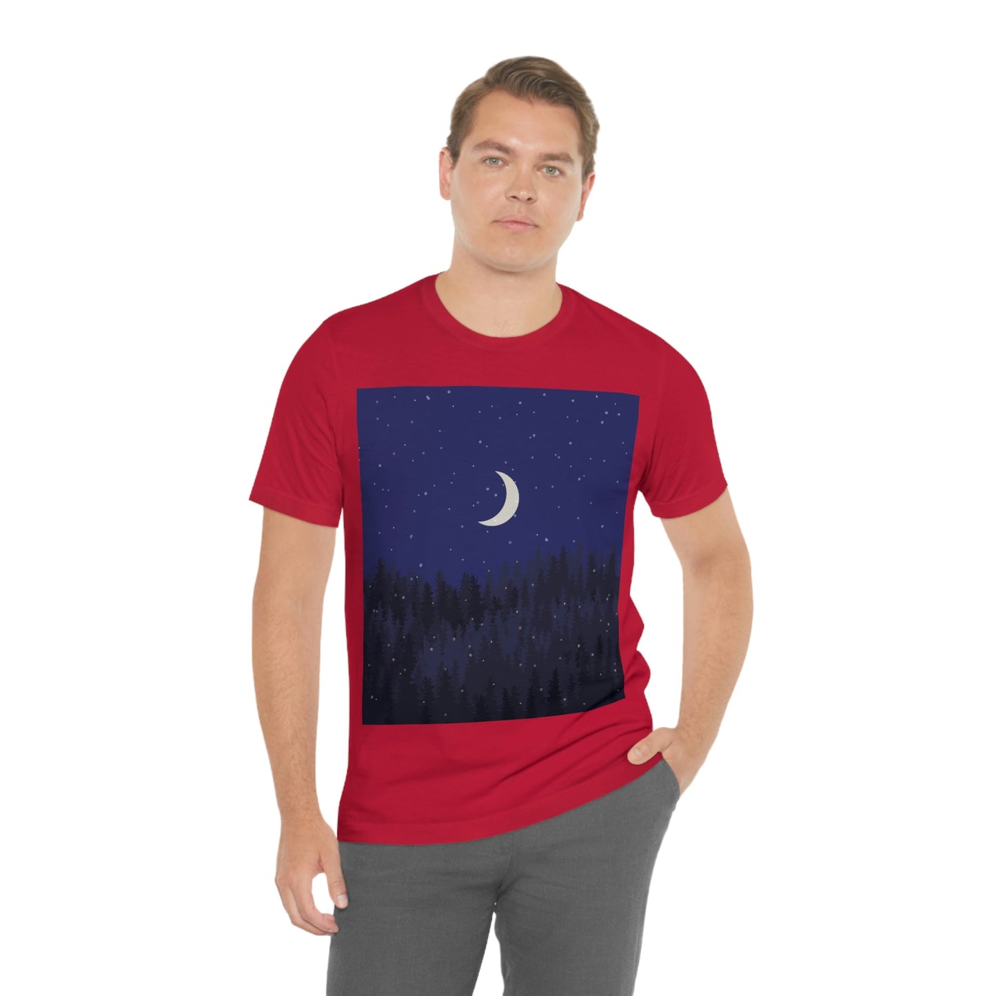 Winter Forest Moon Nature Modern Art Unisex Jersey Short Sleeve T-Shirt Ichaku [Perfect Gifts Selection]