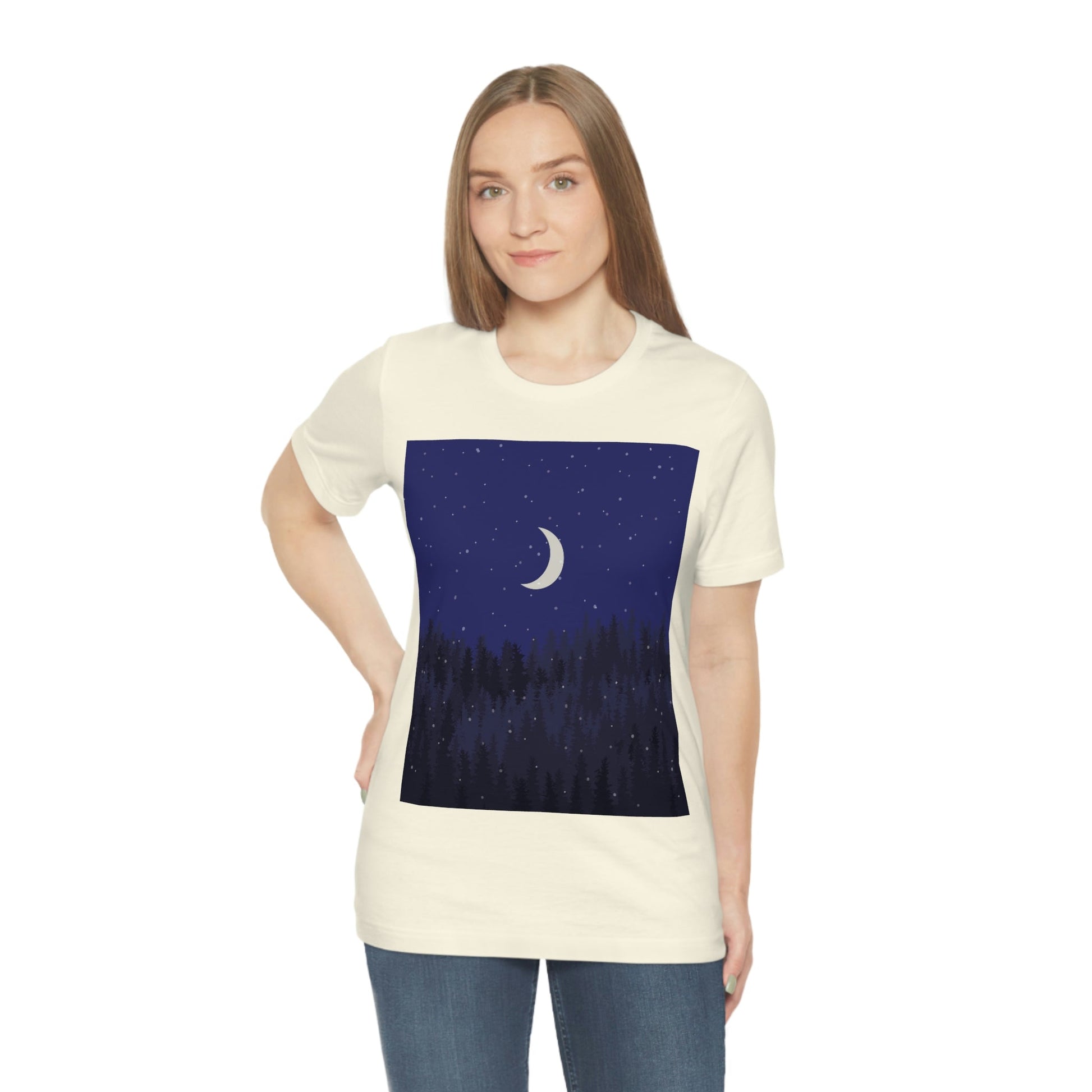 Winter Forest Moon Nature Modern Art Unisex Jersey Short Sleeve T-Shirt Ichaku [Perfect Gifts Selection]