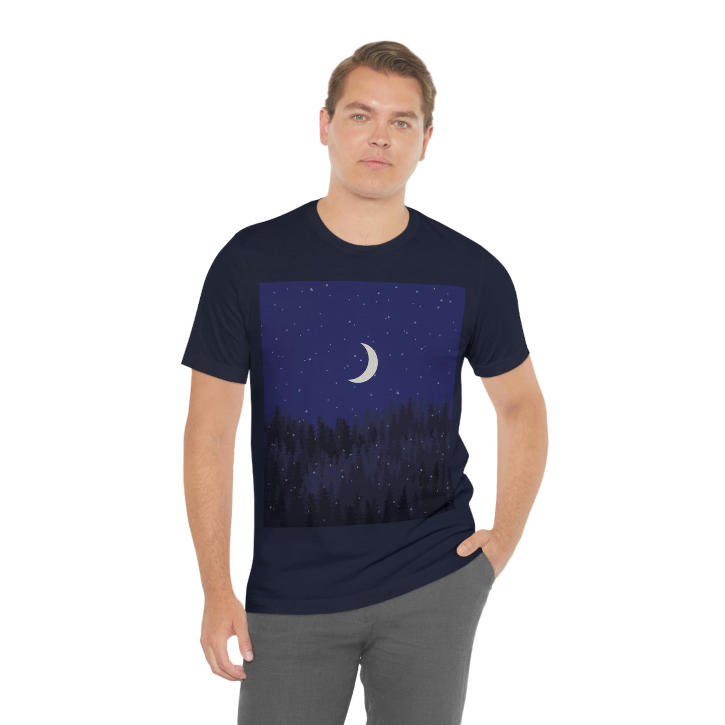 Winter Forest Moon Nature Modern Art Unisex Jersey Short Sleeve T-Shirt Ichaku [Perfect Gifts Selection]