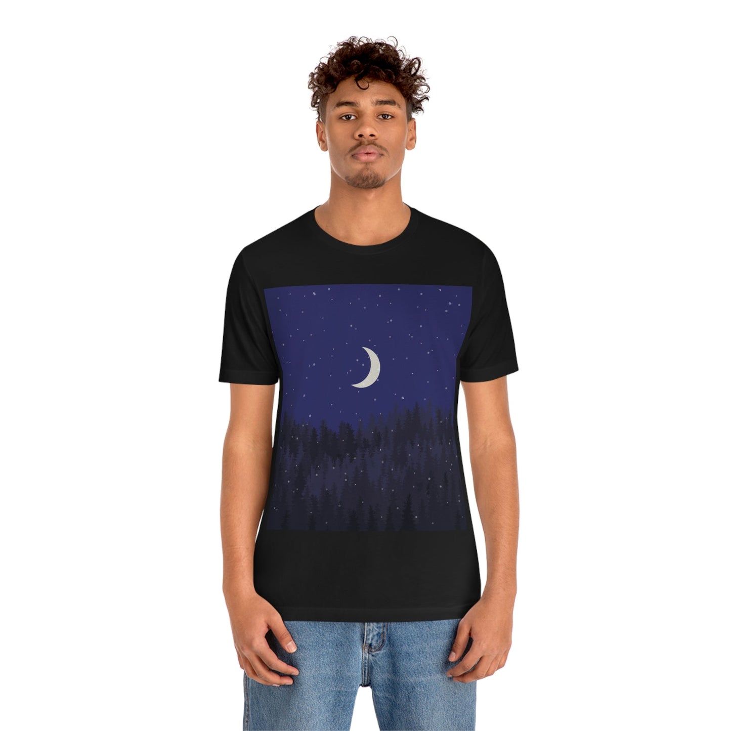 Winter Forest Moon Nature Modern Art Unisex Jersey Short Sleeve T-Shirt Ichaku [Perfect Gifts Selection]