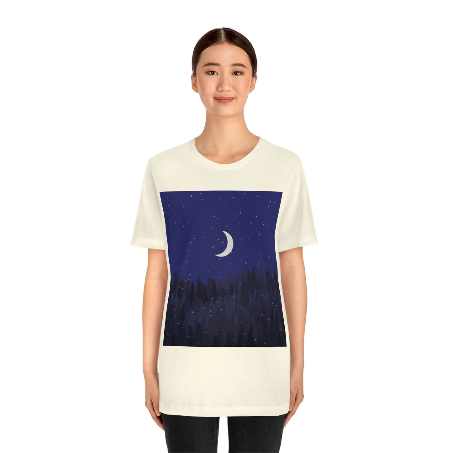 Winter Forest Moon Nature Modern Art Unisex Jersey Short Sleeve T-Shirt Ichaku [Perfect Gifts Selection]