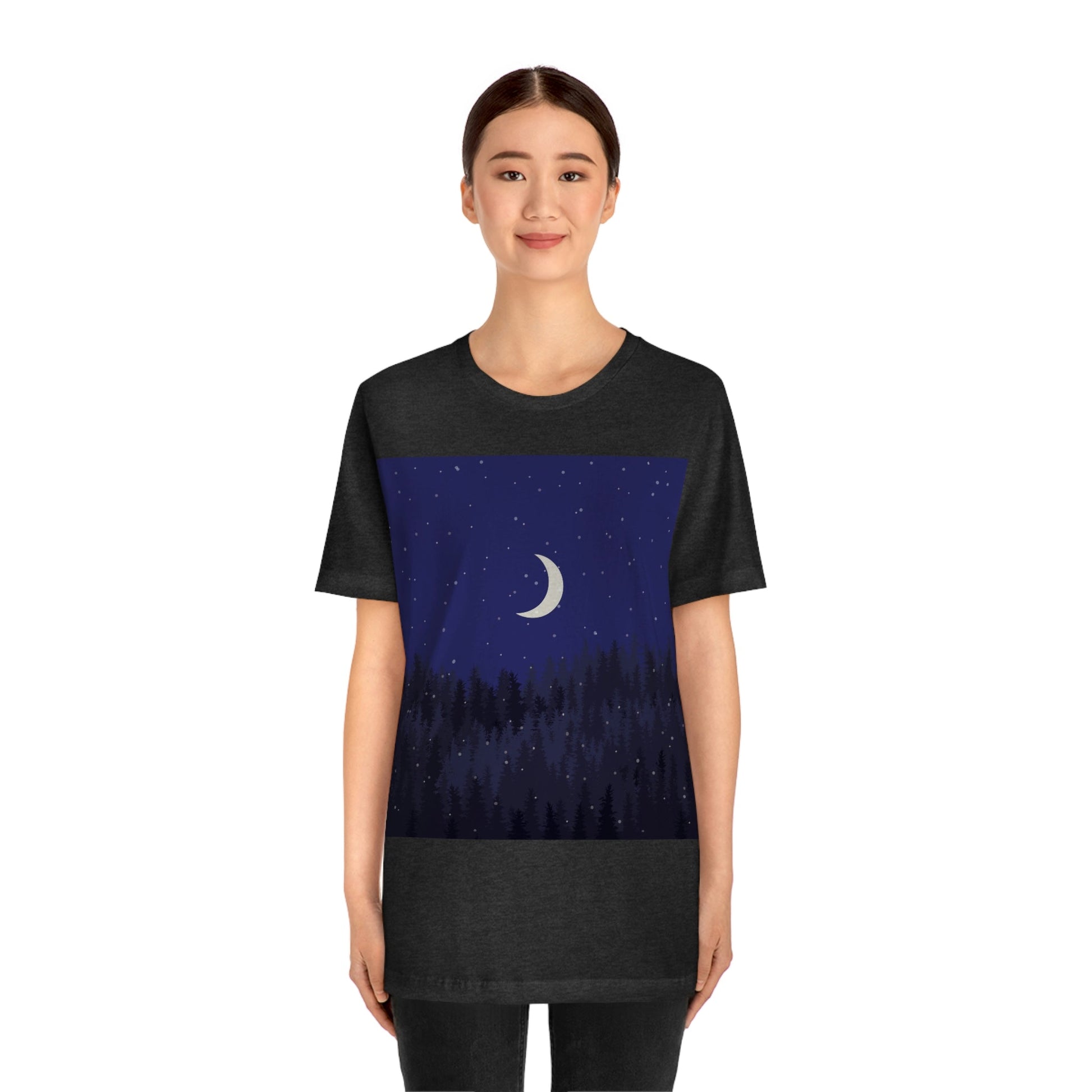 Winter Forest Moon Nature Modern Art Unisex Jersey Short Sleeve T-Shirt Ichaku [Perfect Gifts Selection]