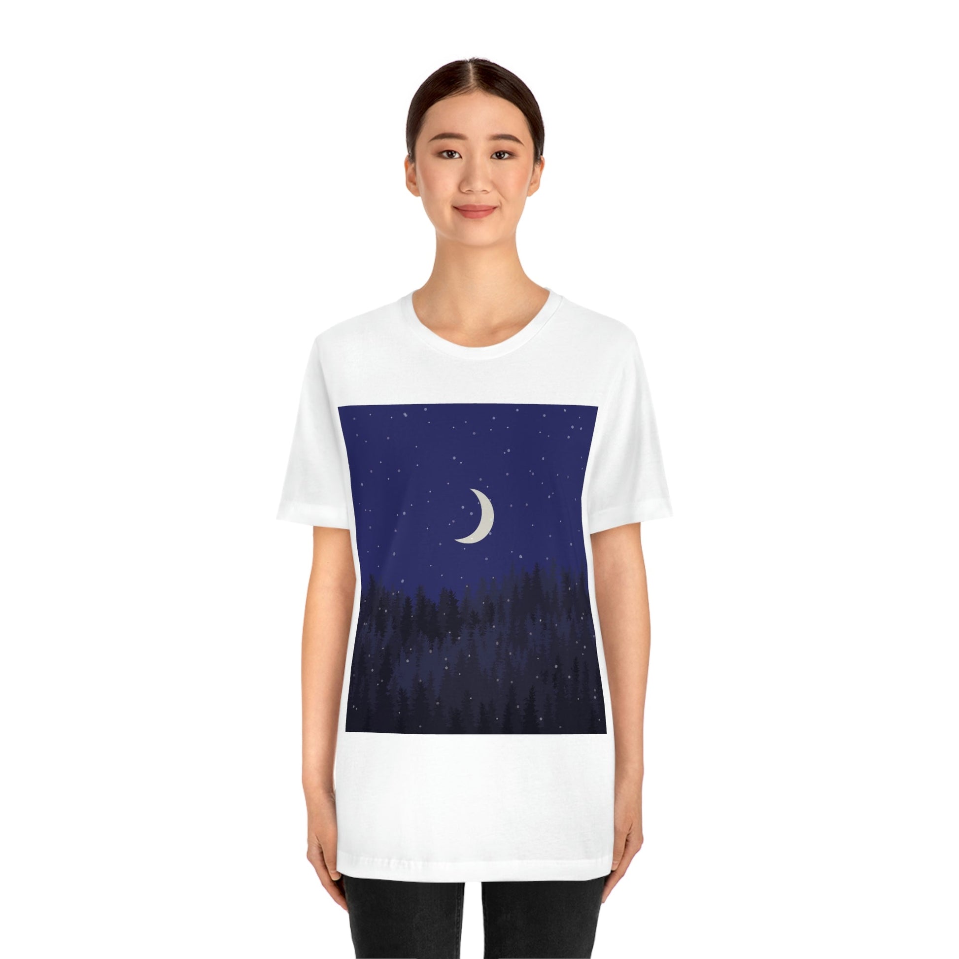 Winter Forest Moon Nature Modern Art Unisex Jersey Short Sleeve T-Shirt Ichaku [Perfect Gifts Selection]