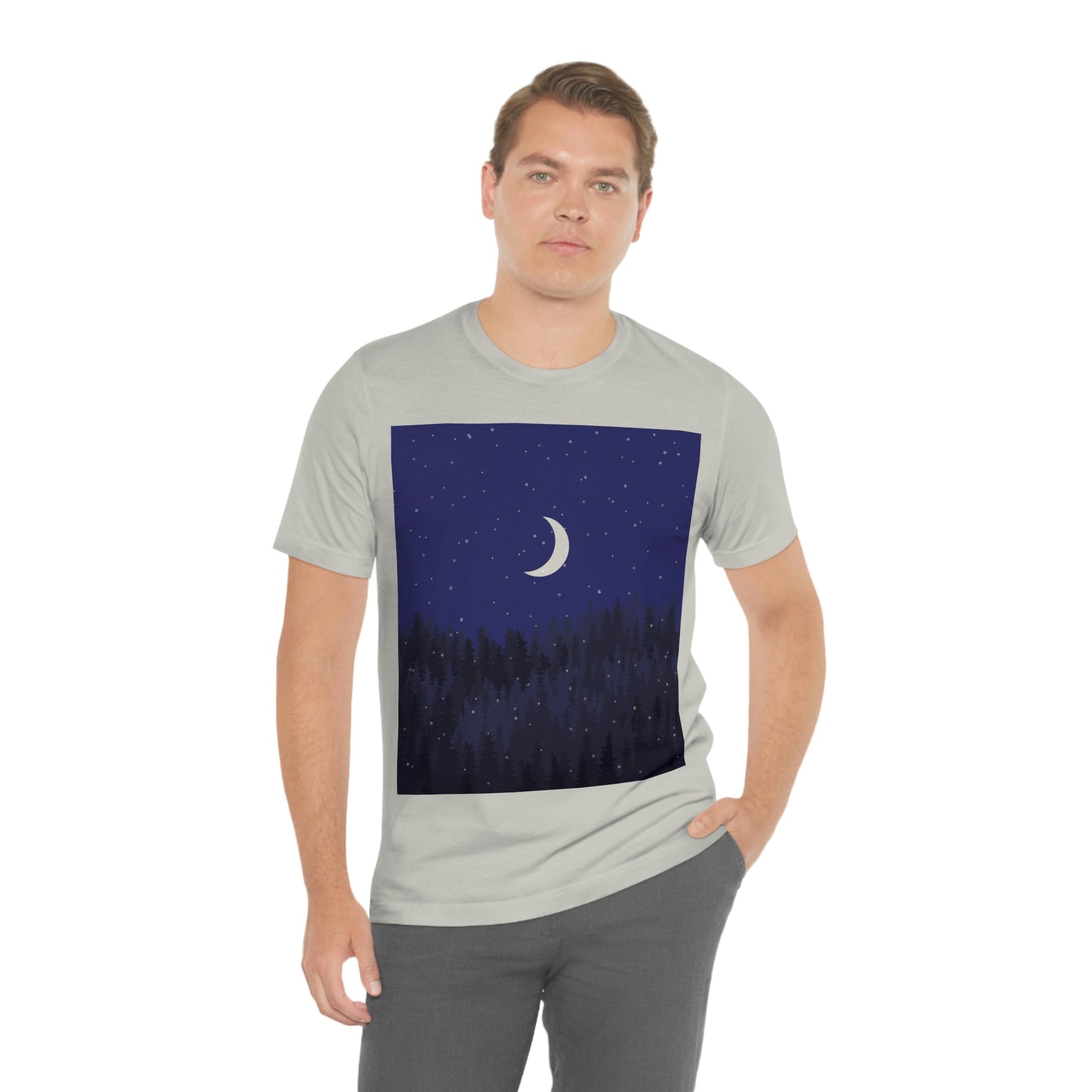 Winter Forest Moon Nature Modern Art Unisex Jersey Short Sleeve T-Shirt Ichaku [Perfect Gifts Selection]