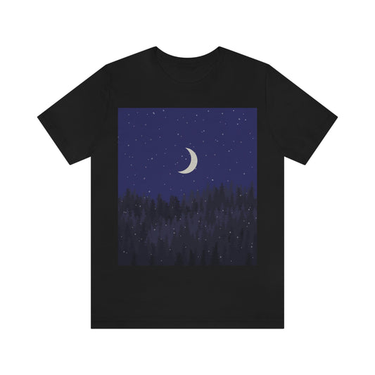 Winter Forest Moon Nature Modern Art Unisex Jersey Short Sleeve T-Shirt Ichaku [Perfect Gifts Selection]