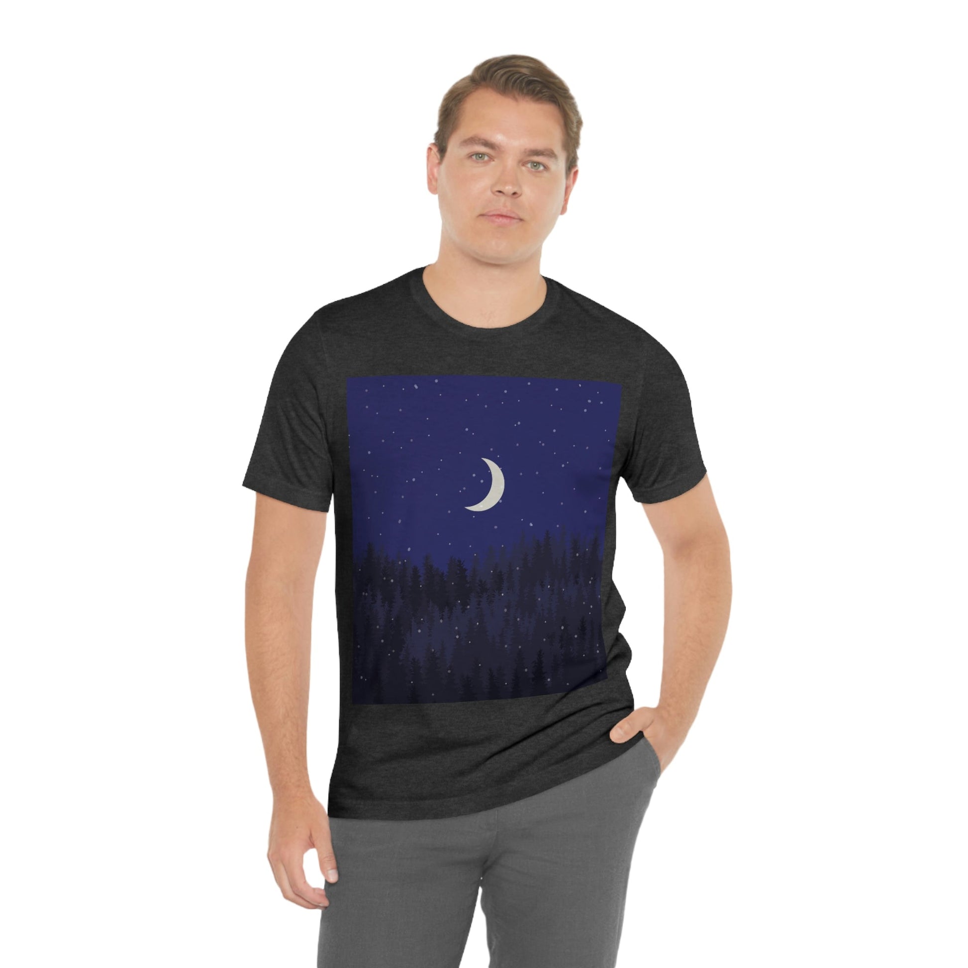 Winter Forest Moon Nature Modern Art Unisex Jersey Short Sleeve T-Shirt Ichaku [Perfect Gifts Selection]