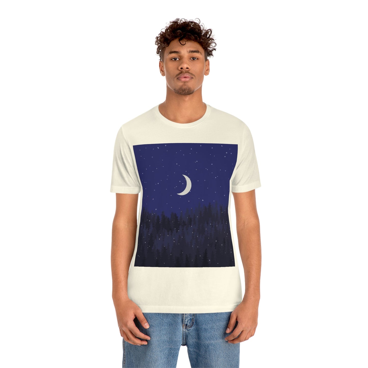 Winter Forest Moon Nature Modern Art Unisex Jersey Short Sleeve T-Shirt Ichaku [Perfect Gifts Selection]