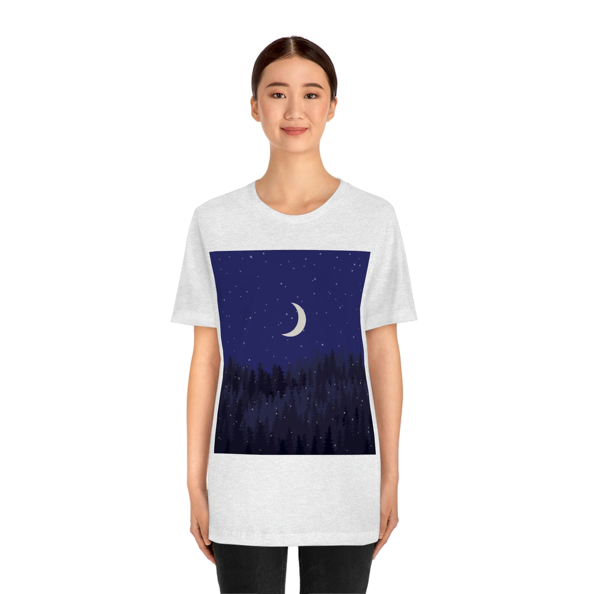 Winter Forest Moon Nature Modern Art Unisex Jersey Short Sleeve T-Shirt Ichaku [Perfect Gifts Selection]