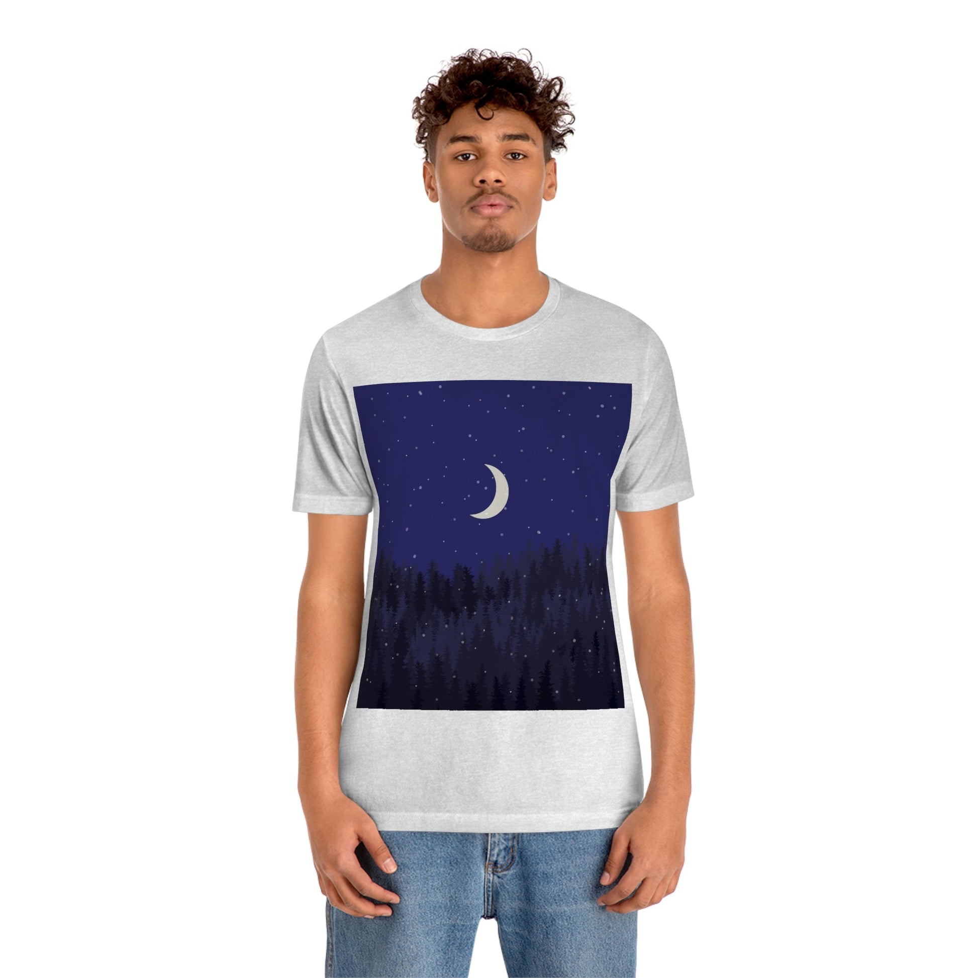 Winter Forest Moon Nature Modern Art Unisex Jersey Short Sleeve T-Shirt Ichaku [Perfect Gifts Selection]