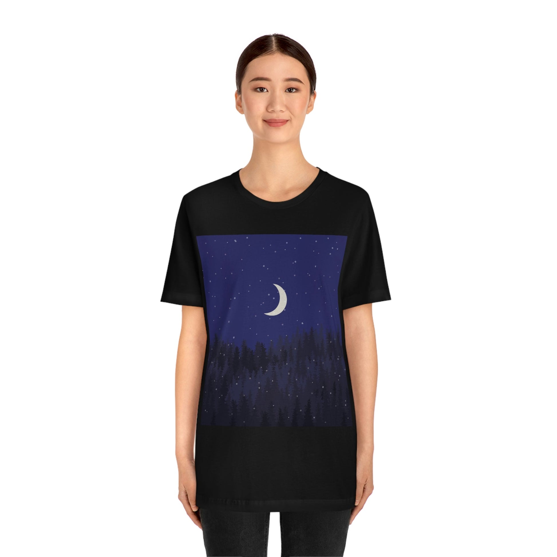 Winter Forest Moon Nature Modern Art Unisex Jersey Short Sleeve T-Shirt Ichaku [Perfect Gifts Selection]