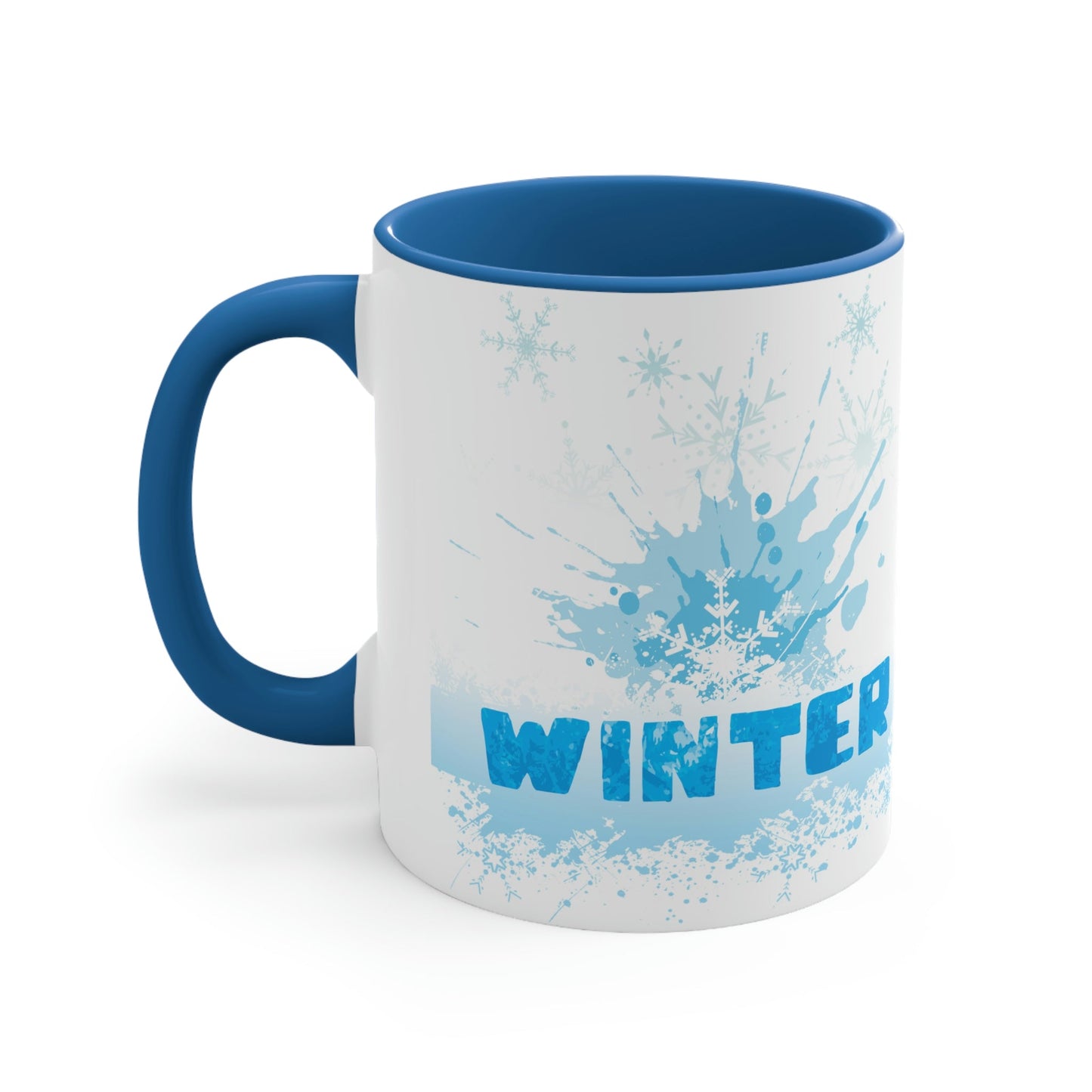 Winter Frost Snowflake Blue Slogan Classic Accent Coffee Mug 11oz Ichaku [Perfect Gifts Selection]