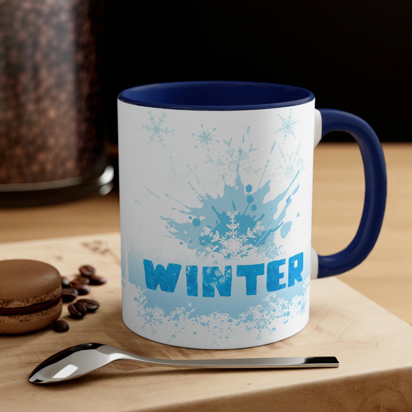 Winter Frost Snowflake Blue Slogan Classic Accent Coffee Mug 11oz Ichaku [Perfect Gifts Selection]