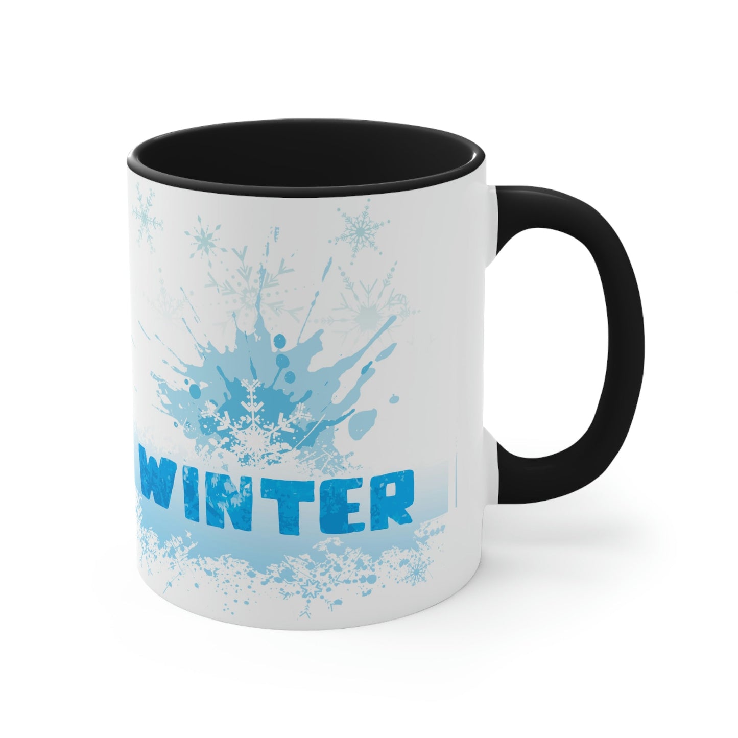 Winter Frost Snowflake Blue Slogan Classic Accent Coffee Mug 11oz Ichaku [Perfect Gifts Selection]