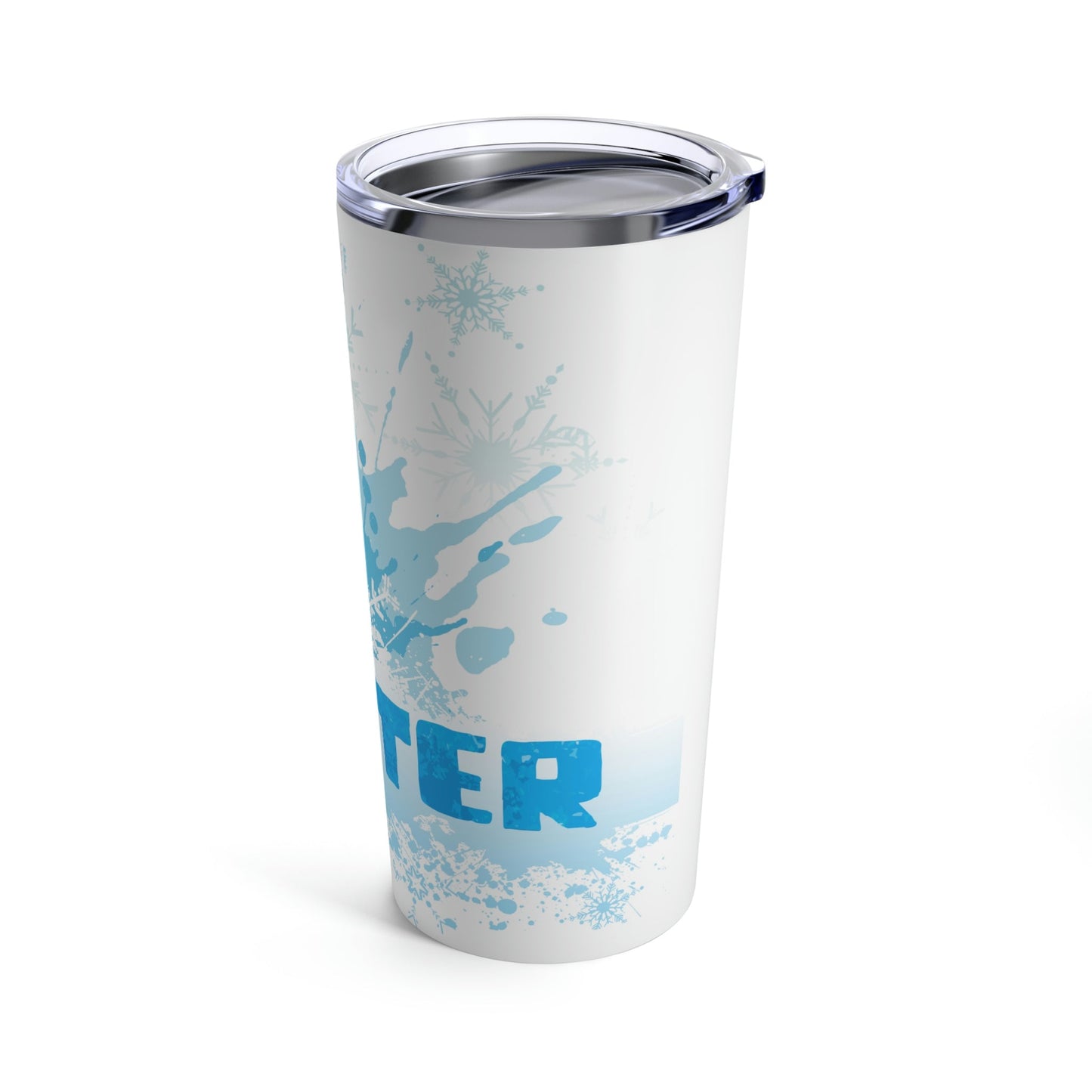 Winter Frost Snowflake Blue Slogan Stainless Steel Hot or Cold Vacuum Tumbler 20oz Ichaku [Perfect Gifts Selection]