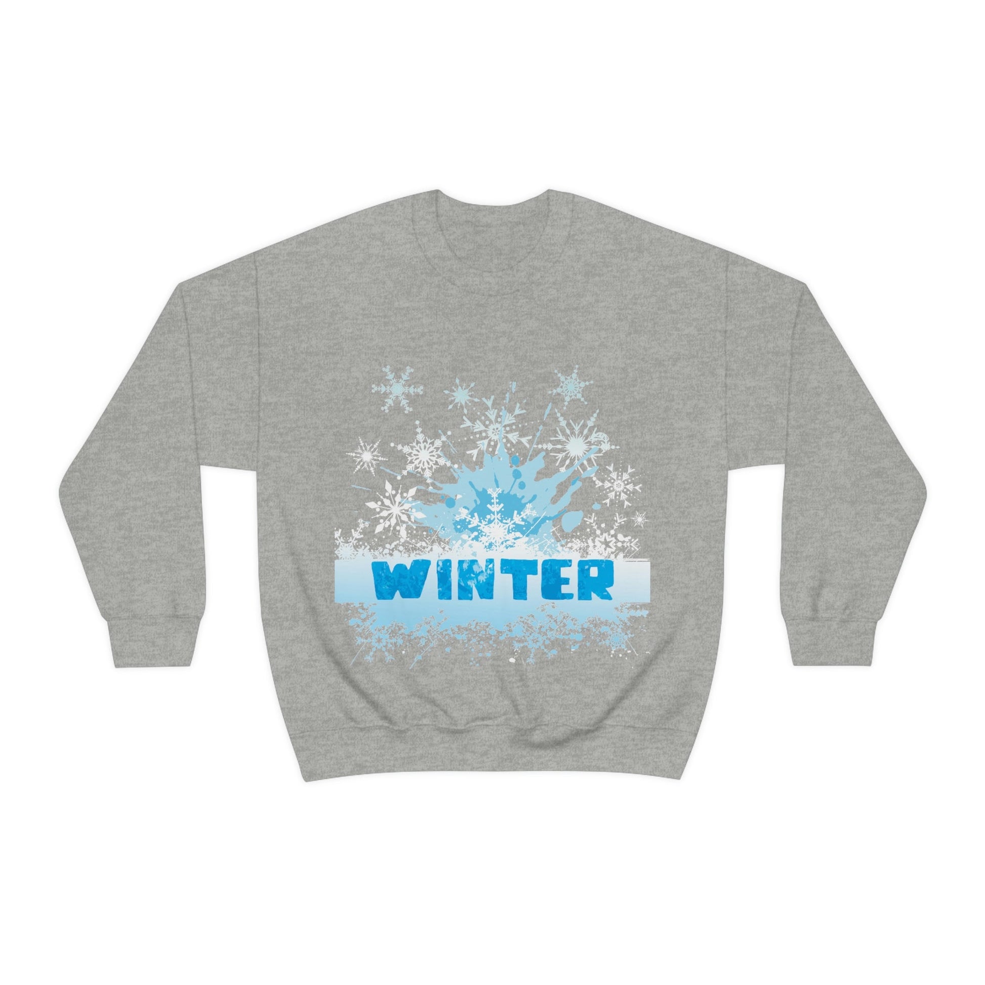 Winter Frost Snowflake Blue Slogan Unisex Heavy Blend™ Crewneck Sweatshirt Ichaku [Perfect Gifts Selection]