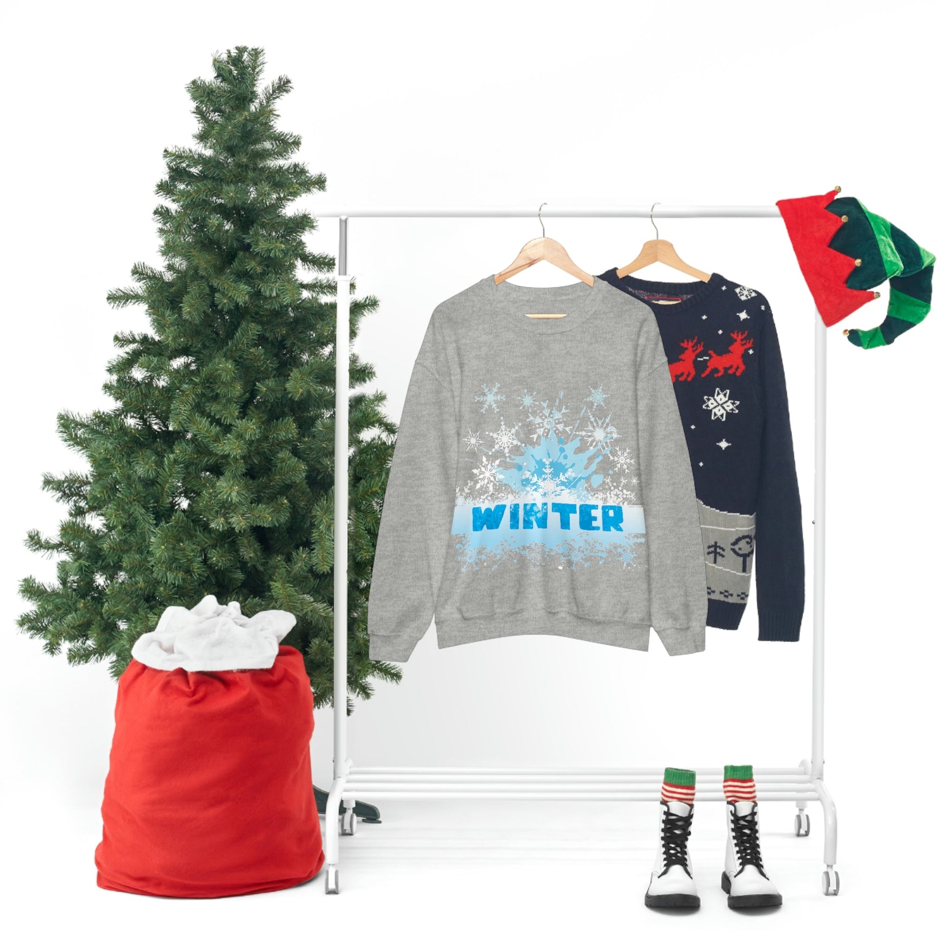 Winter Frost Snowflake Blue Slogan Unisex Heavy Blend™ Crewneck Sweatshirt Ichaku [Perfect Gifts Selection]