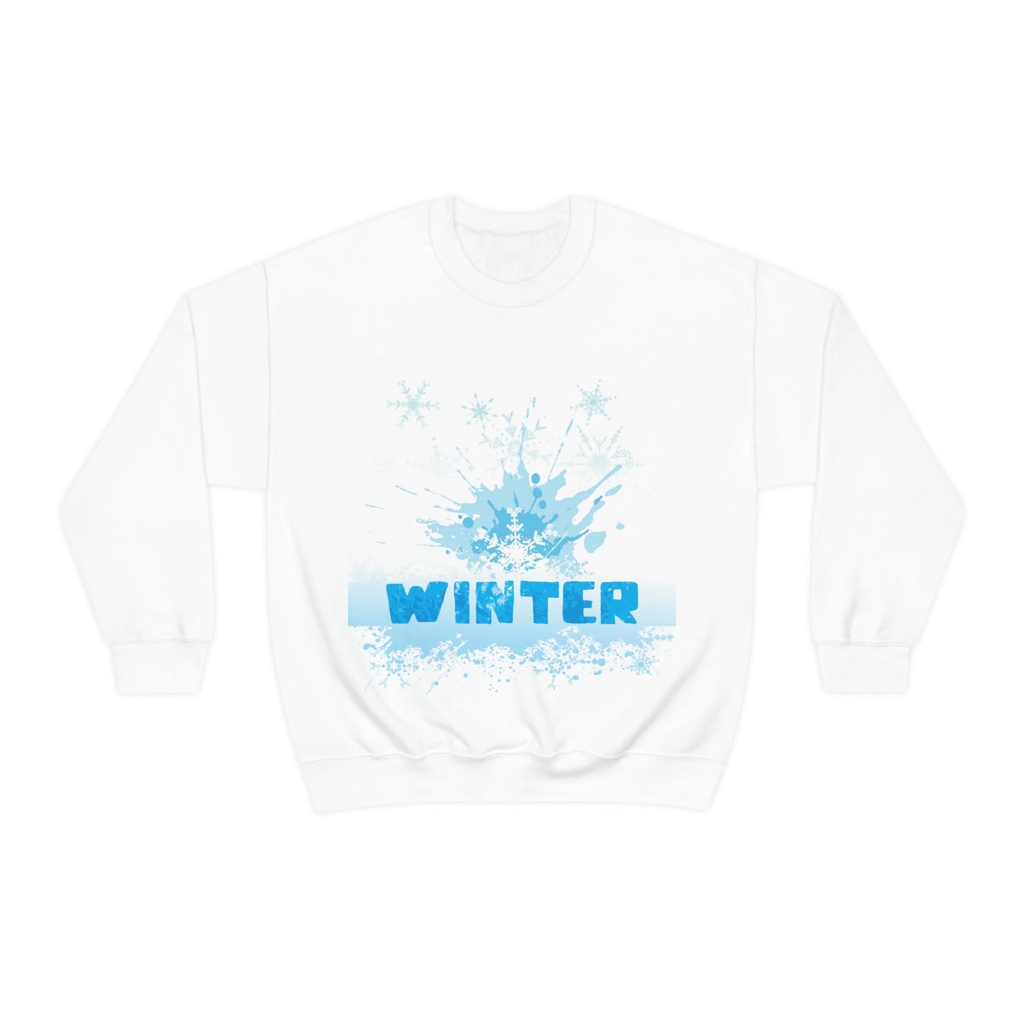 Winter Frost Snowflake Blue Slogan Unisex Heavy Blend™ Crewneck Sweatshirt Ichaku [Perfect Gifts Selection]