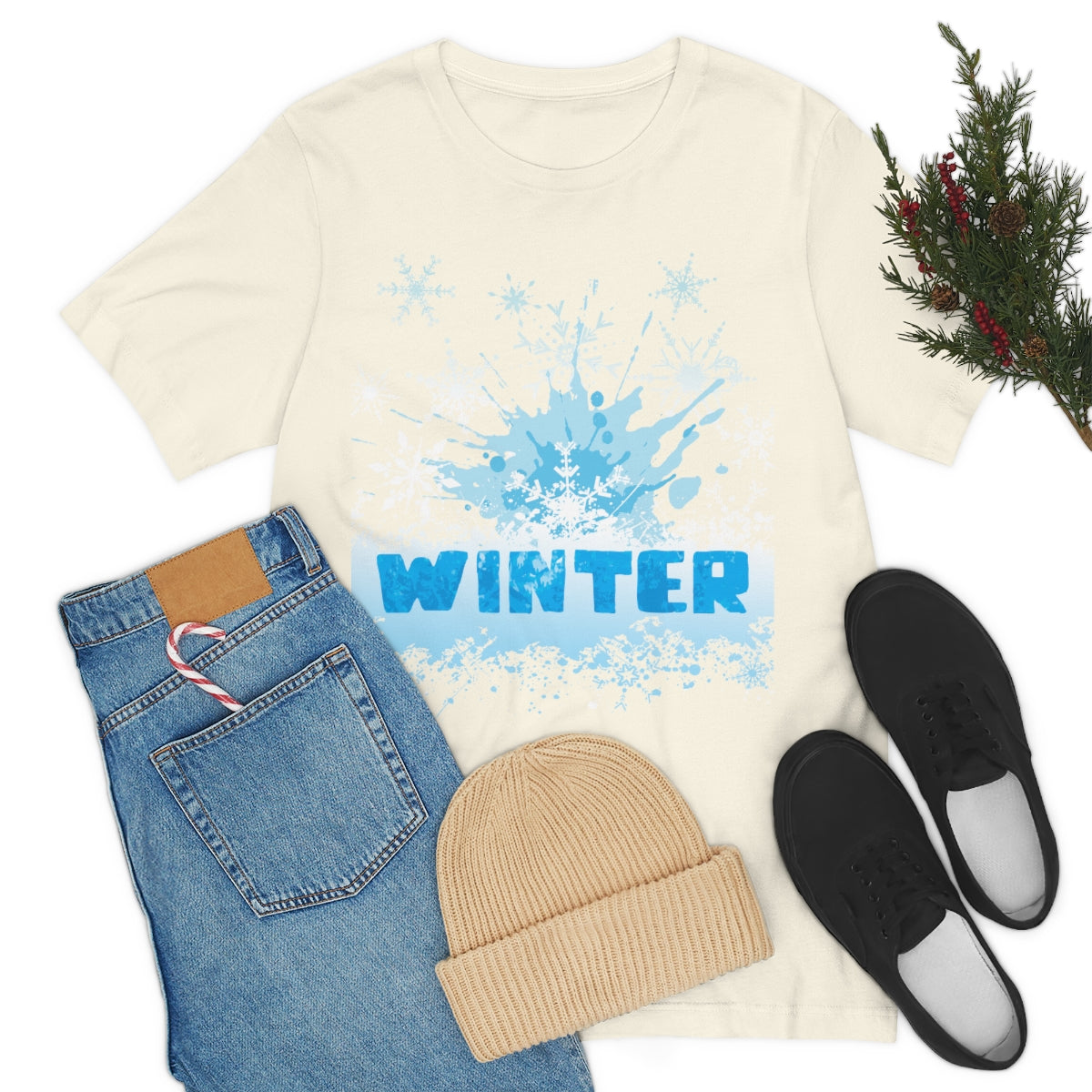 Winter Frost Snowflake Blue Slogan Unisex Jersey Short Sleeve T-Shirt Ichaku [Perfect Gifts Selection]