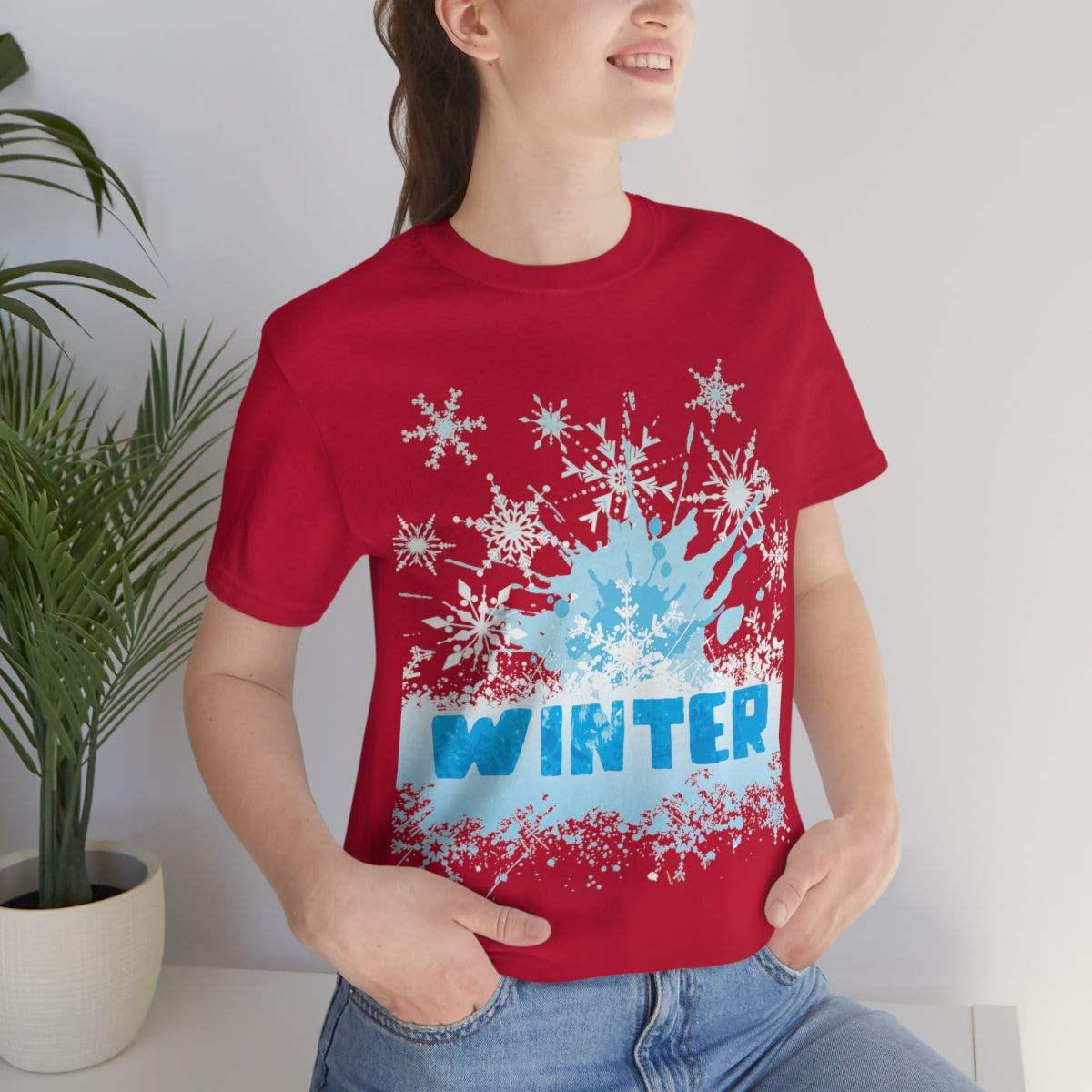 Winter Frost Snowflake Blue Slogan Unisex Jersey Short Sleeve T-Shirt Ichaku [Perfect Gifts Selection]