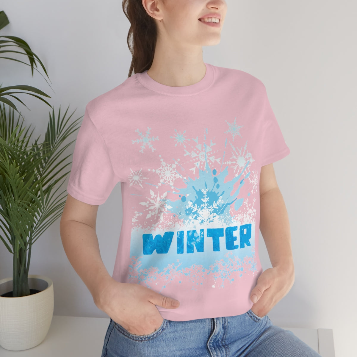 Winter Frost Snowflake Blue Slogan Unisex Jersey Short Sleeve T-Shirt Ichaku [Perfect Gifts Selection]