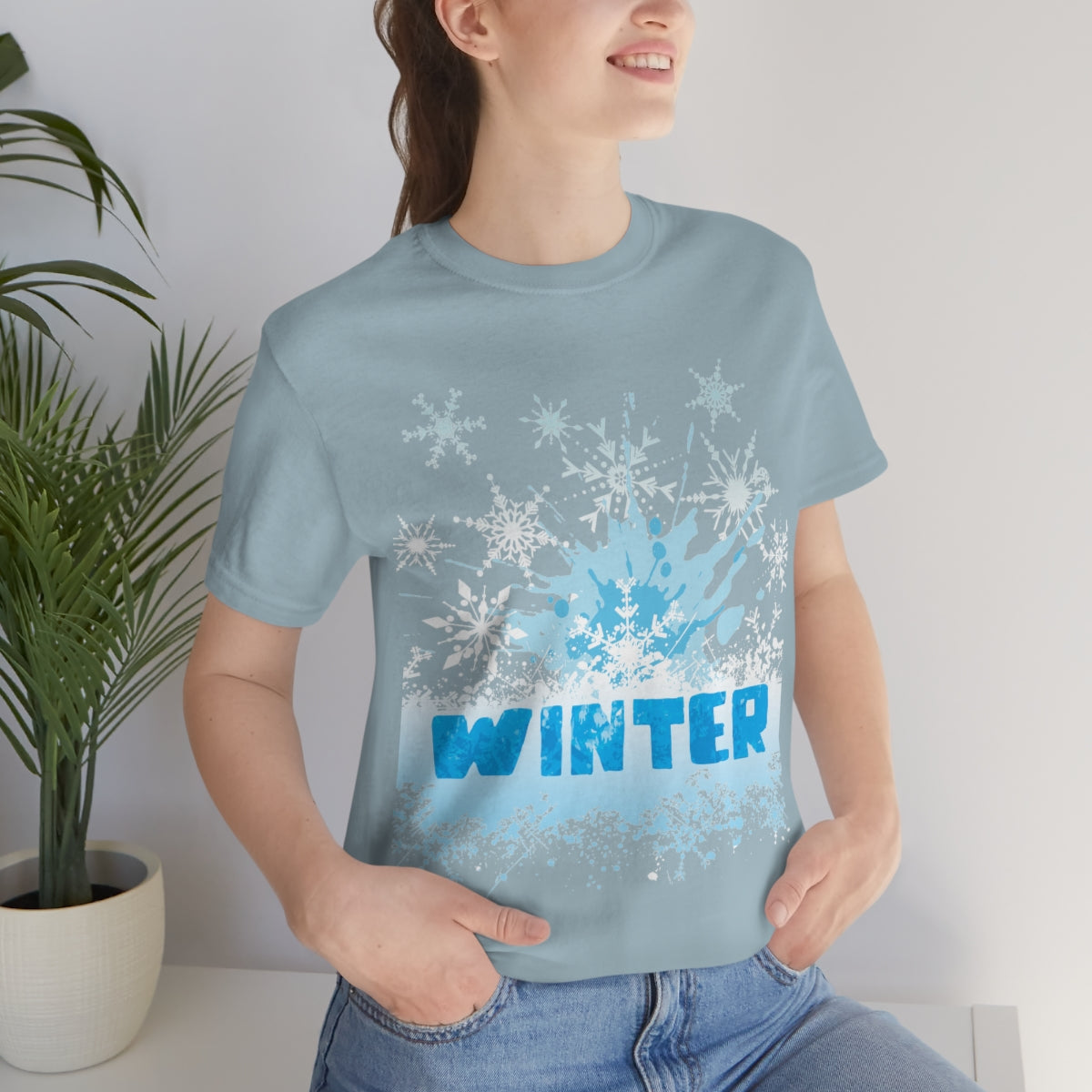 Winter Frost Snowflake Blue Slogan Unisex Jersey Short Sleeve T-Shirt Ichaku [Perfect Gifts Selection]