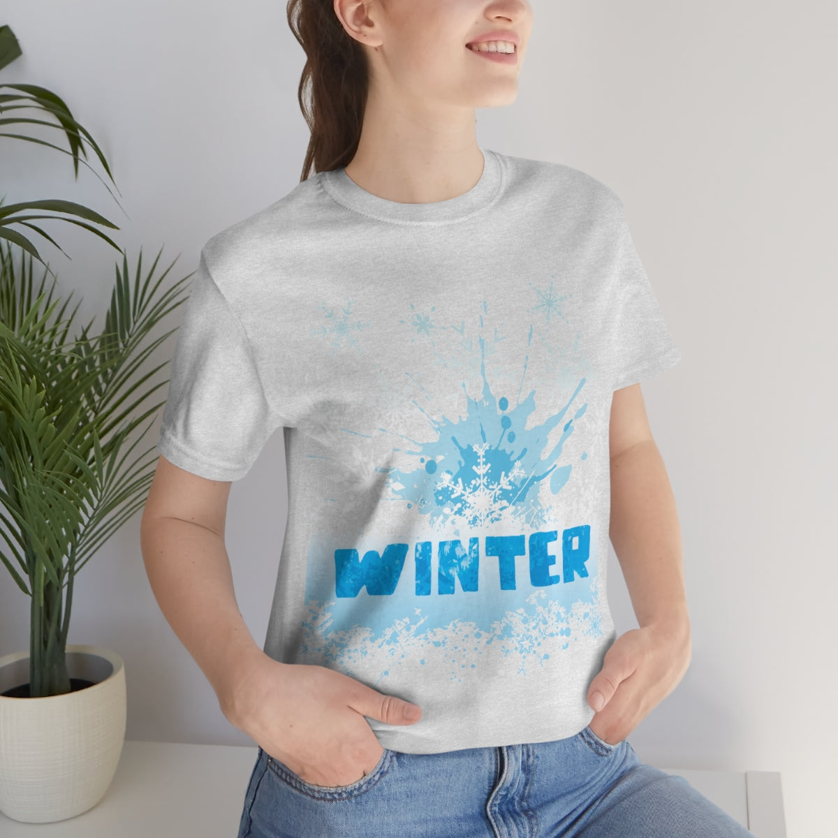 Winter Frost Snowflake Blue Slogan Unisex Jersey Short Sleeve T-Shirt Ichaku [Perfect Gifts Selection]