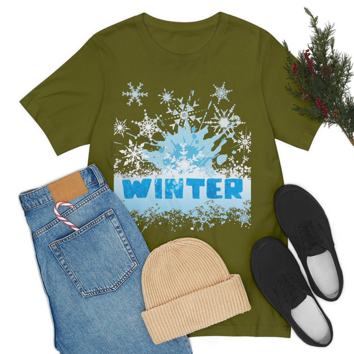 Winter Frost Snowflake Blue Slogan Unisex Jersey Short Sleeve T-Shirt Ichaku [Perfect Gifts Selection]