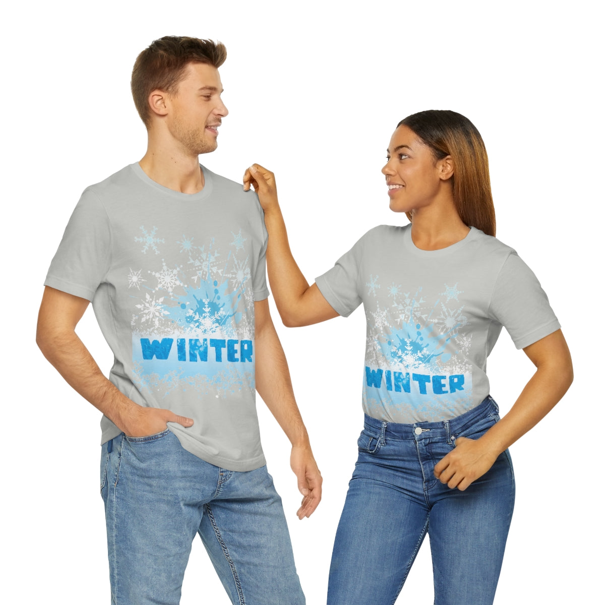 Winter Frost Snowflake Blue Slogan Unisex Jersey Short Sleeve T-Shirt Ichaku [Perfect Gifts Selection]