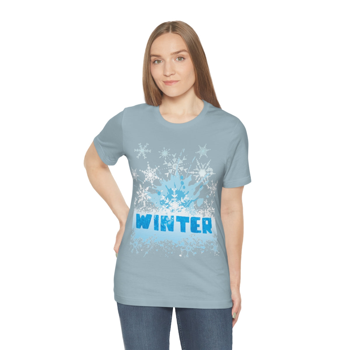 Winter Frost Snowflake Blue Slogan Unisex Jersey Short Sleeve T-Shirt Ichaku [Perfect Gifts Selection]