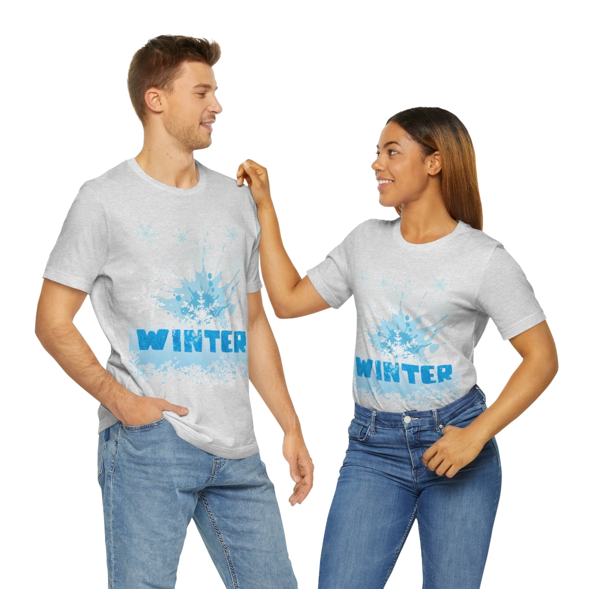 Winter Frost Snowflake Blue Slogan Unisex Jersey Short Sleeve T-Shirt Ichaku [Perfect Gifts Selection]