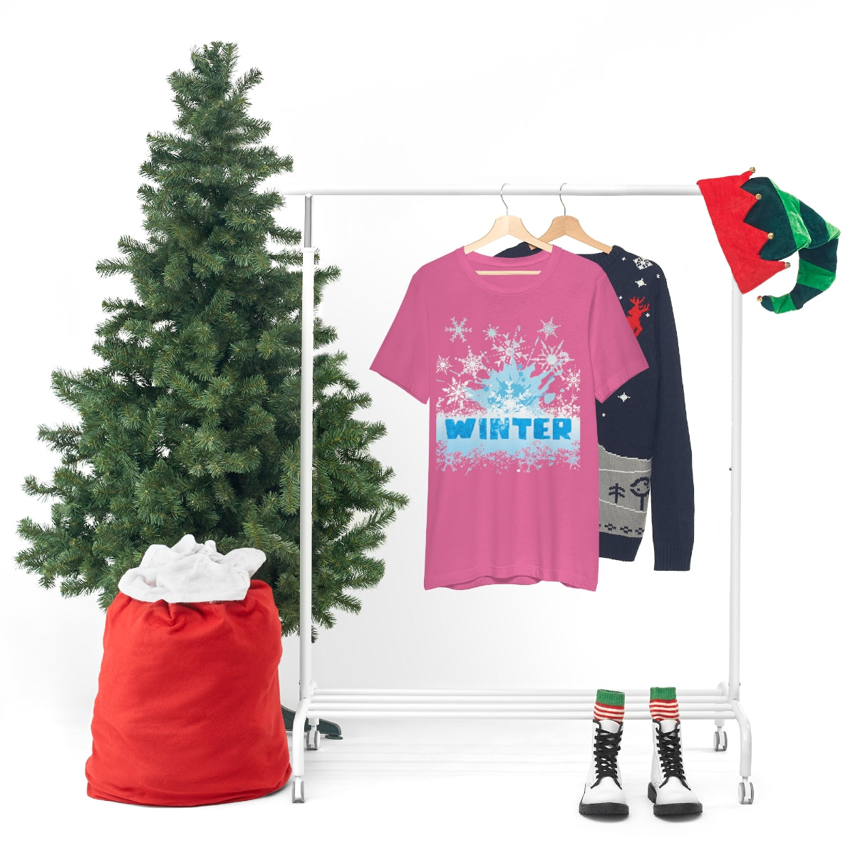 Winter Frost Snowflake Blue Slogan Unisex Jersey Short Sleeve T-Shirt Ichaku [Perfect Gifts Selection]