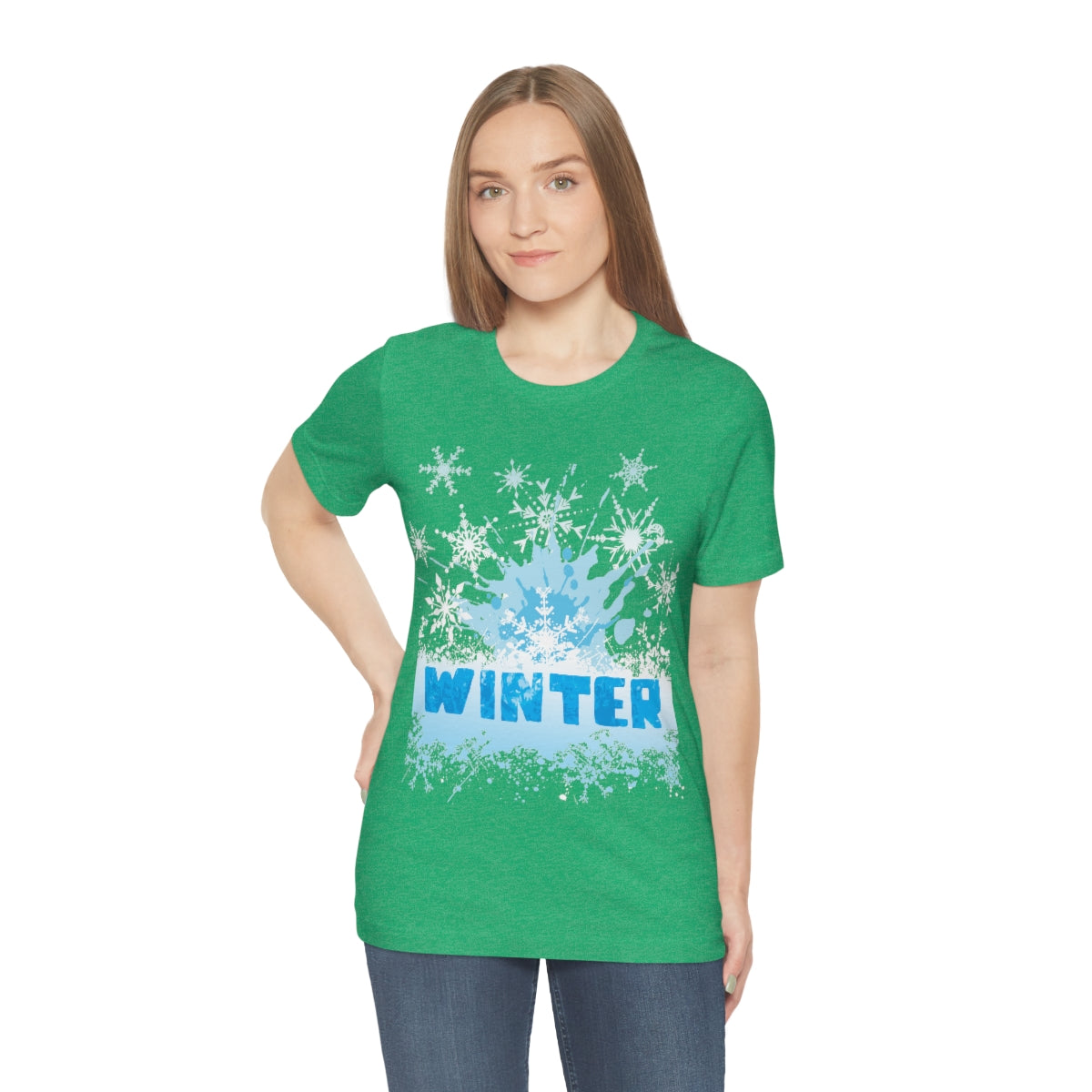 Winter Frost Snowflake Blue Slogan Unisex Jersey Short Sleeve T-Shirt Ichaku [Perfect Gifts Selection]