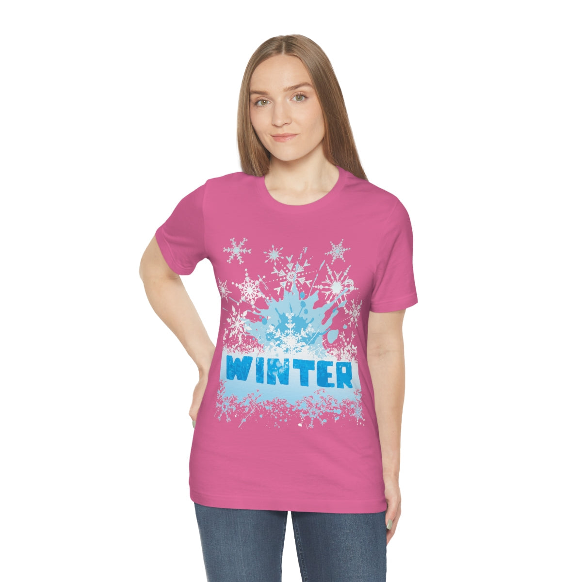 Winter Frost Snowflake Blue Slogan Unisex Jersey Short Sleeve T-Shirt Ichaku [Perfect Gifts Selection]