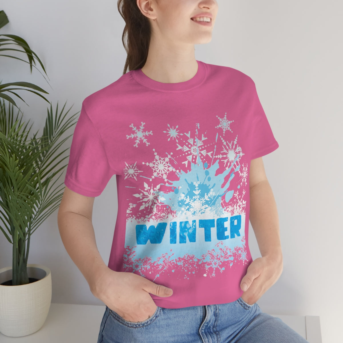 Winter Frost Snowflake Blue Slogan Unisex Jersey Short Sleeve T-Shirt Ichaku [Perfect Gifts Selection]