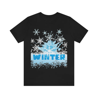 Winter Frost Snowflake Blue Slogan Unisex Jersey Short Sleeve T-Shirt Ichaku [Perfect Gifts Selection]