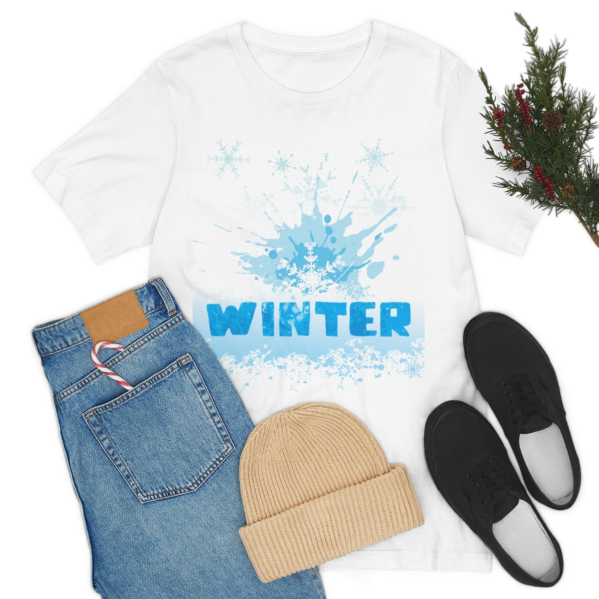 Winter Frost Snowflake Blue Slogan Unisex Jersey Short Sleeve T-Shirt Ichaku [Perfect Gifts Selection]