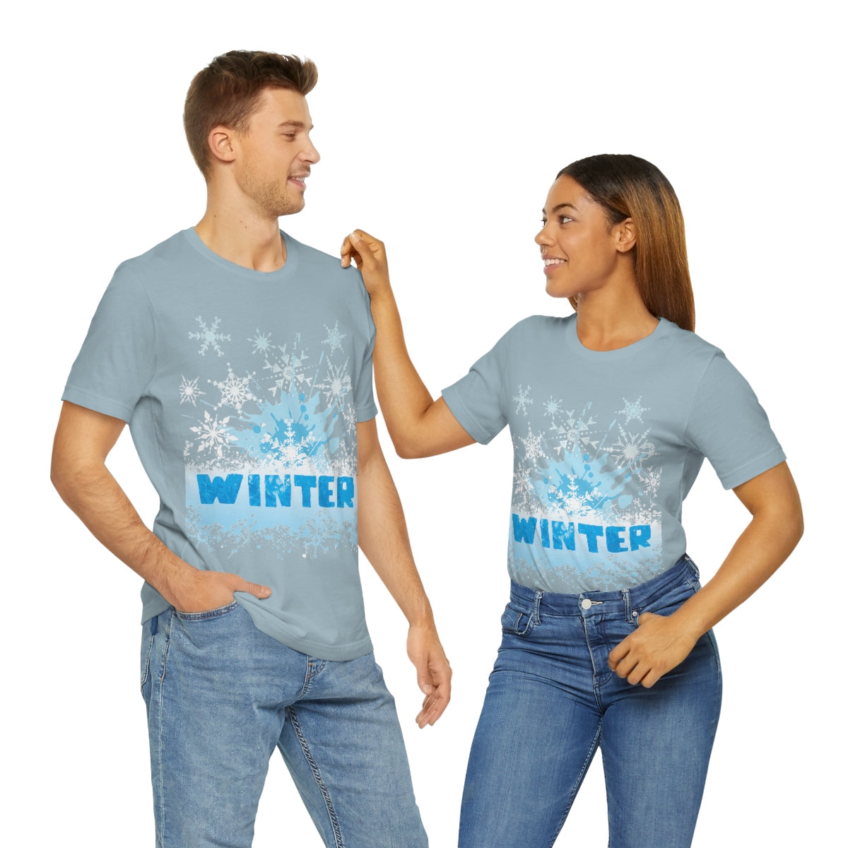 Winter Frost Snowflake Blue Slogan Unisex Jersey Short Sleeve T-Shirt Ichaku [Perfect Gifts Selection]