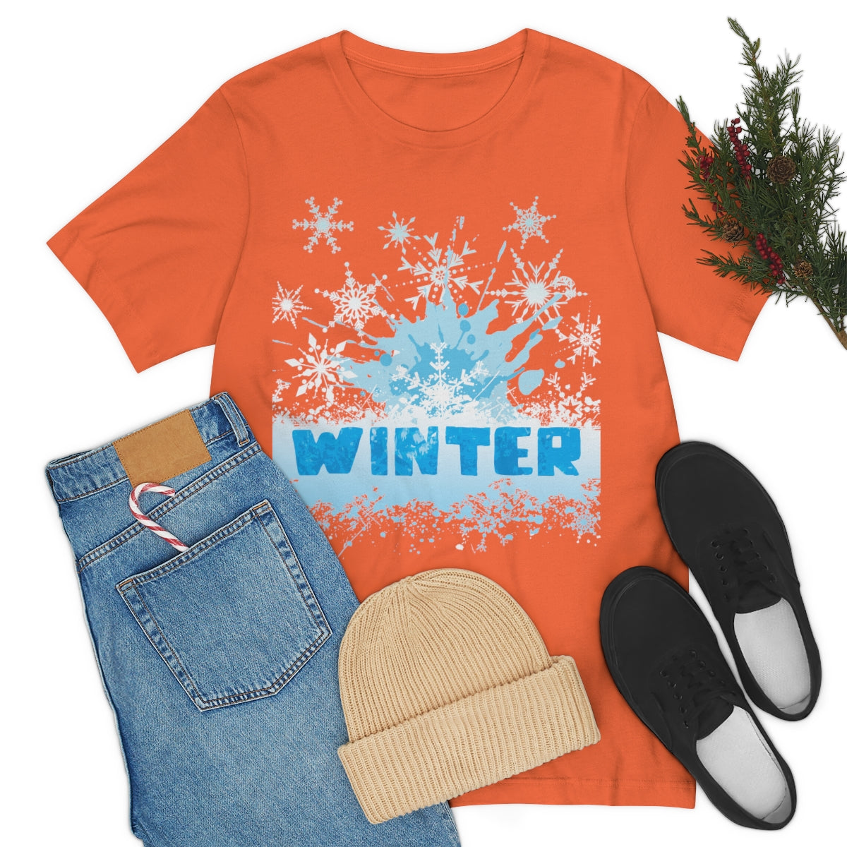 Winter Frost Snowflake Blue Slogan Unisex Jersey Short Sleeve T-Shirt Ichaku [Perfect Gifts Selection]