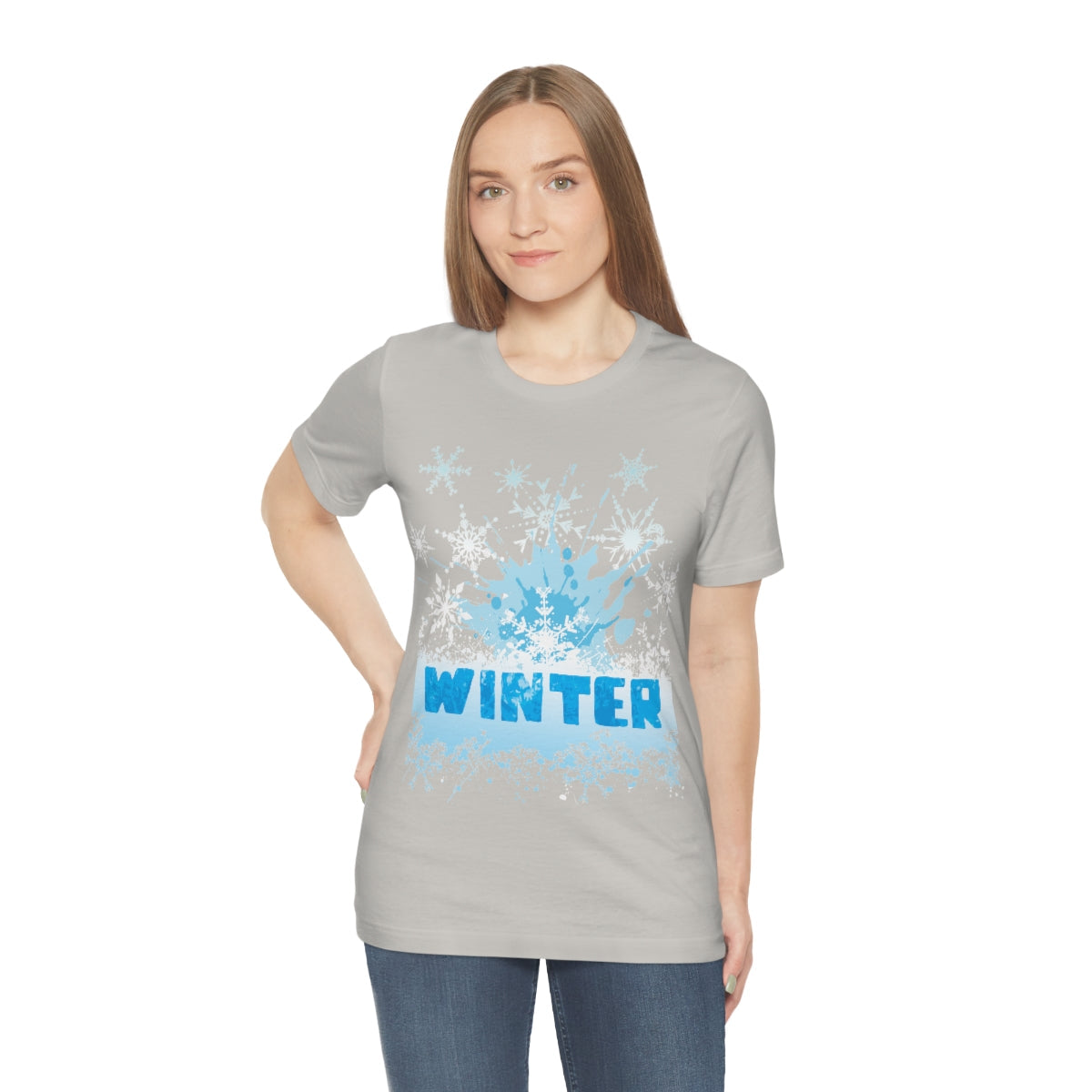 Winter Frost Snowflake Blue Slogan Unisex Jersey Short Sleeve T-Shirt Ichaku [Perfect Gifts Selection]