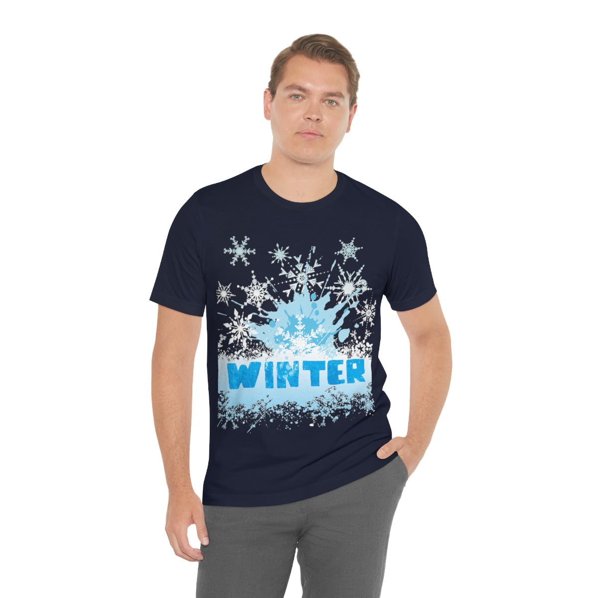 Winter Frost Snowflake Blue Slogan Unisex Jersey Short Sleeve T-Shirt Ichaku [Perfect Gifts Selection]