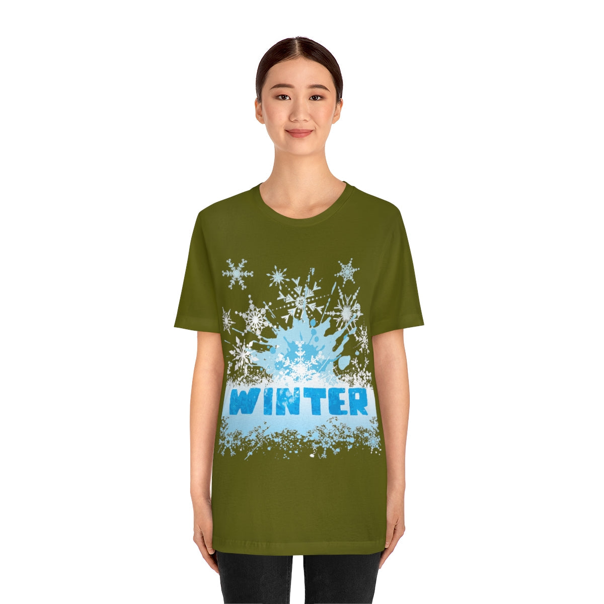 Winter Frost Snowflake Blue Slogan Unisex Jersey Short Sleeve T-Shirt Ichaku [Perfect Gifts Selection]