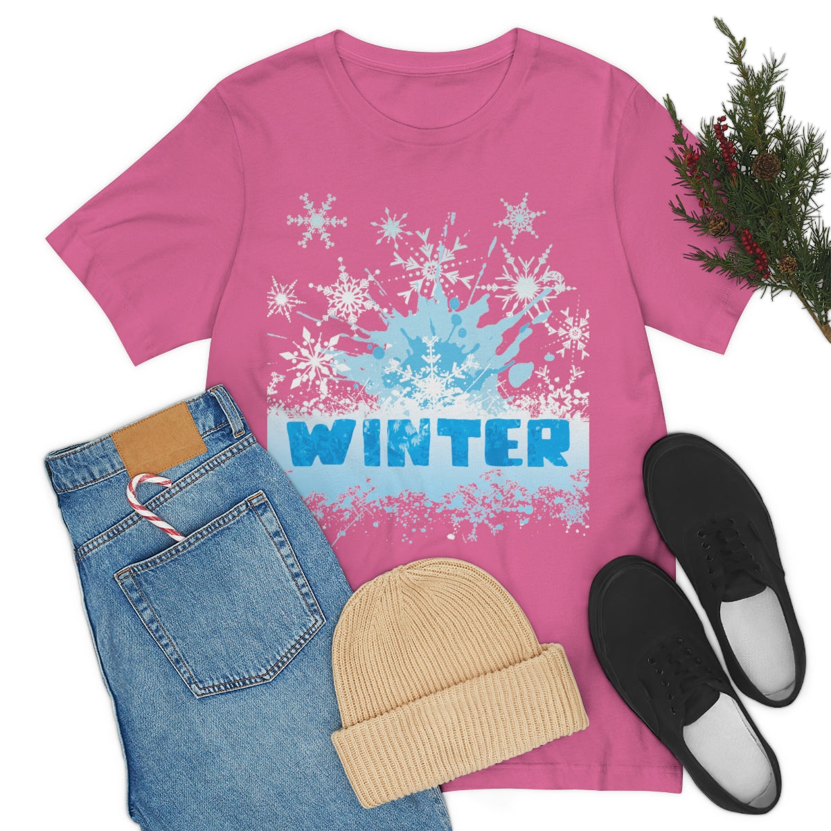 Winter Frost Snowflake Blue Slogan Unisex Jersey Short Sleeve T-Shirt Ichaku [Perfect Gifts Selection]