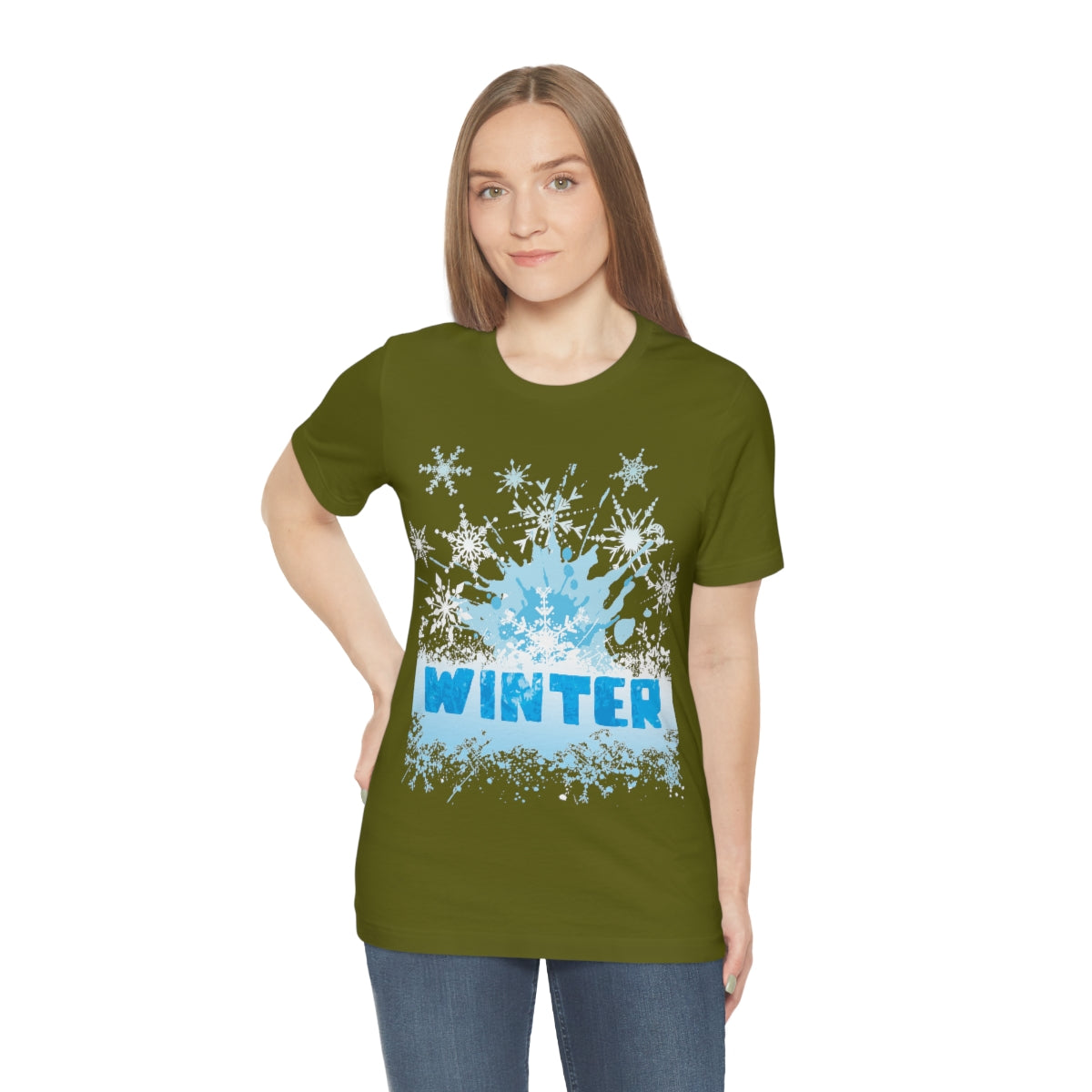 Winter Frost Snowflake Blue Slogan Unisex Jersey Short Sleeve T-Shirt Ichaku [Perfect Gifts Selection]