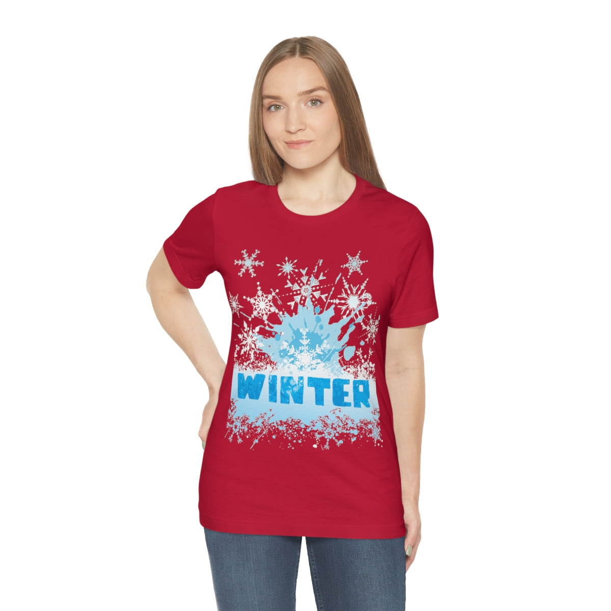 Winter Frost Snowflake Blue Slogan Unisex Jersey Short Sleeve T-Shirt Ichaku [Perfect Gifts Selection]