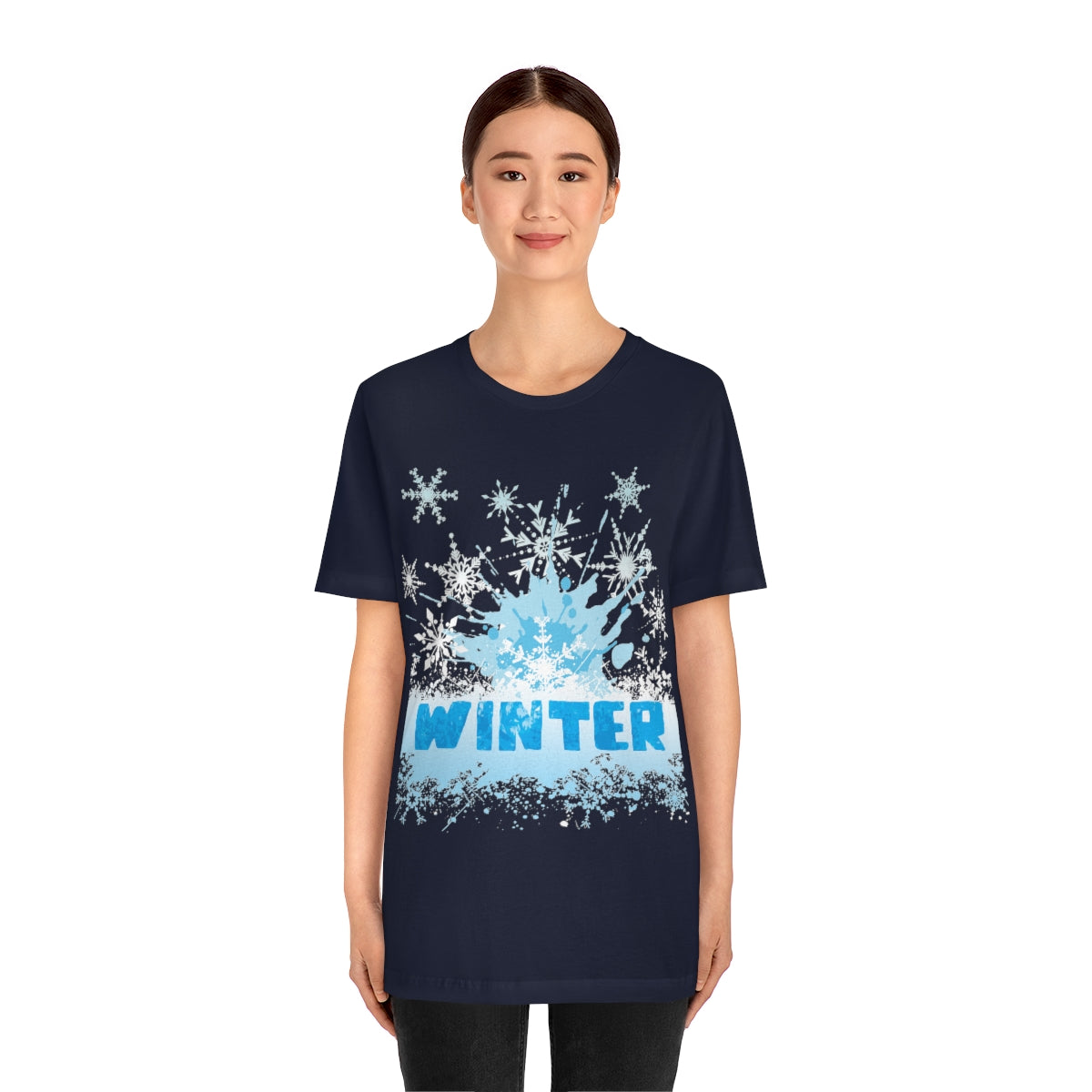 Winter Frost Snowflake Blue Slogan Unisex Jersey Short Sleeve T-Shirt Ichaku [Perfect Gifts Selection]