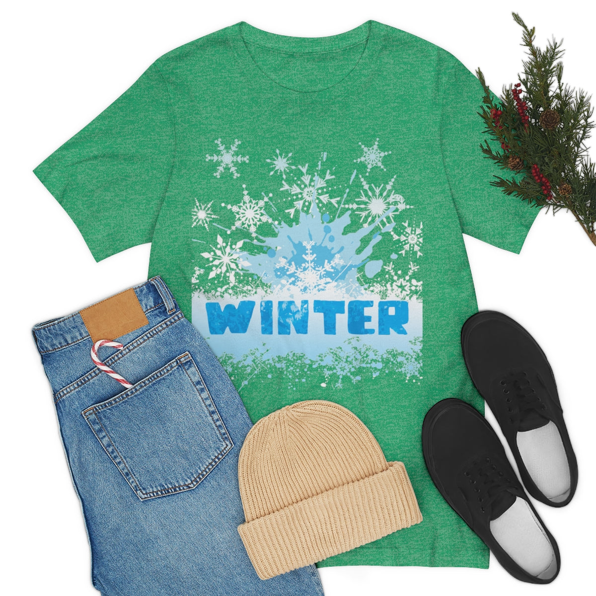 Winter Frost Snowflake Blue Slogan Unisex Jersey Short Sleeve T-Shirt Ichaku [Perfect Gifts Selection]