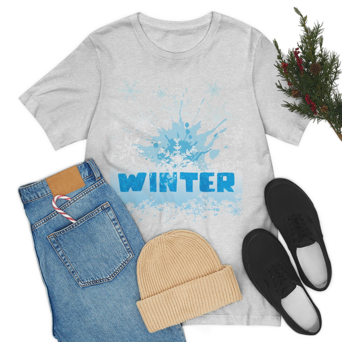 Winter Frost Snowflake Blue Slogan Unisex Jersey Short Sleeve T-Shirt Ichaku [Perfect Gifts Selection]