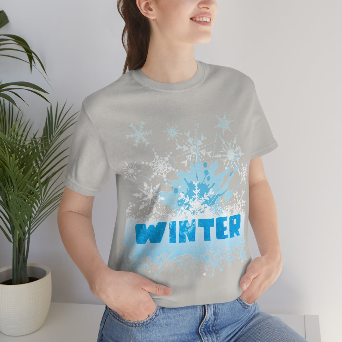 Winter Frost Snowflake Blue Slogan Unisex Jersey Short Sleeve T-Shirt Ichaku [Perfect Gifts Selection]